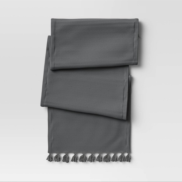 NWT, Threshold- 72" x 14" Cotton Textured Runner Gray, Solid Tablecloth - Picture 1 of 4